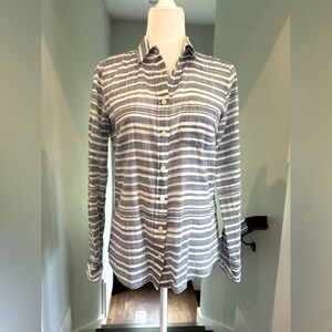 J Crew-blue and white striped light cotton shirt-size 2